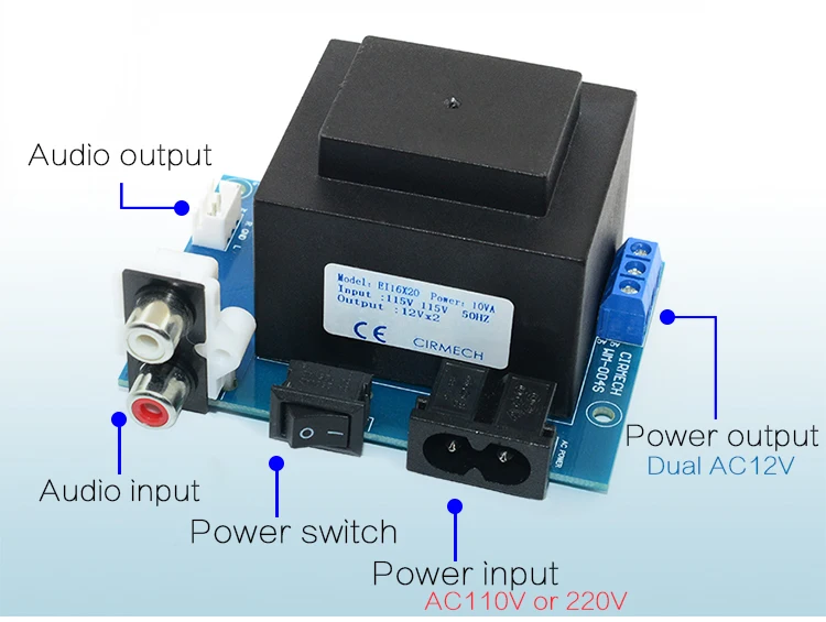 CIRMECH Dual ac 12 В трансформатор 10VA уплотнительный квадратный EI Трансформатор 110 В 220 В опционально для предусилителя наушников Ампер ЦАП