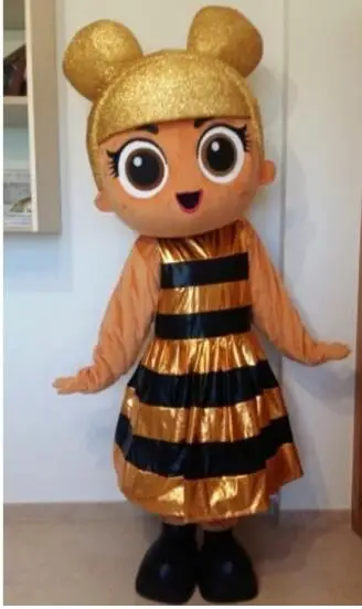 

Adult sizes Gold girl Mascot Costum Cartoon Fancy sexy Halloween Dress kids party mascot costume Free shipping
