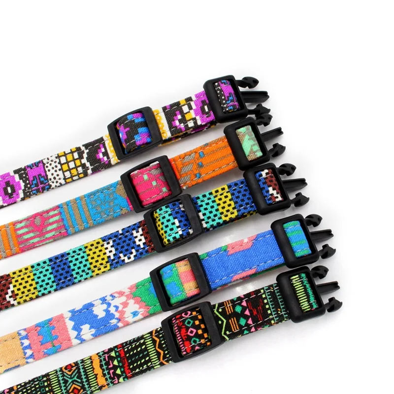 

Adjustable Bohemian Dog Pet Collar Breathable Dogs Collar Safety Buckle Leash Colorful Dogs Cat Necklace