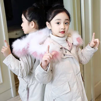 

2019 Girls Winter Coat Children Clothing Kids Clothes Fur Hooded Thick Coat Winter Jackets For Girls Clothes 2 Colors 3-14Y