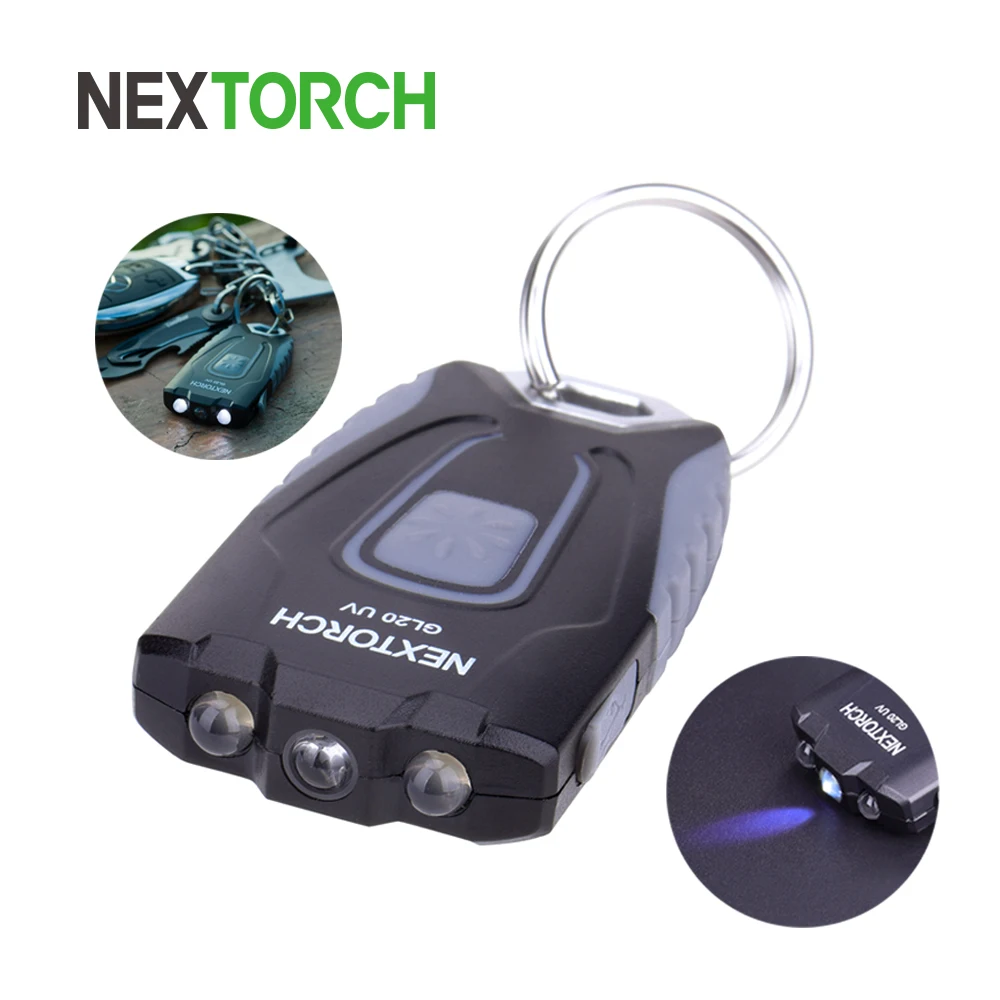 Koop NEXTORCH UV Led Licht 60 Lumens USB Oplaadbare LED UV Zaklamp Geld Detector Zaklamp Draagbare Sleutel Licht 365nm UV Lantaarn