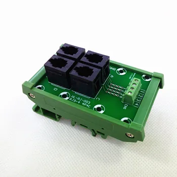 

RJ9 4P4C Jack 4-Way DIN Rail Mount Interface Module, Terminal Block, Connector.