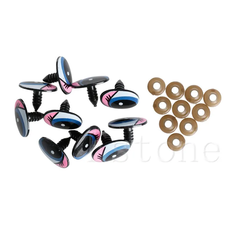 Oval Blue Safety Plastic Eyes for Toy Puppets Dolls DIY 5 Pairs(10Pcs) 24 x 18mm,doll eyes