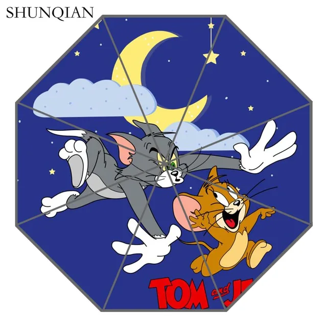P Tom and Jerry Umbrella Custom Printing Foldable Sun Rain Travel