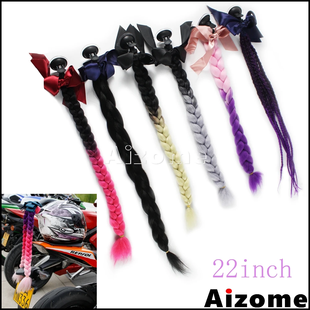 

1x New Motorcycle Biker Gradient Ramp Helmet Braids Motorbike Helmet Ponytail Hair Motocross Off Road Race Helmet Twist Braid