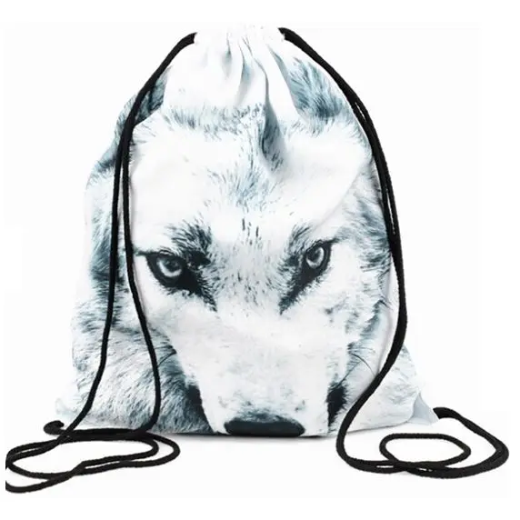 Рюкзаки унисекс 3D печать сумки Drawstring рюкзак повседневное роскошные подарки (серый белый)