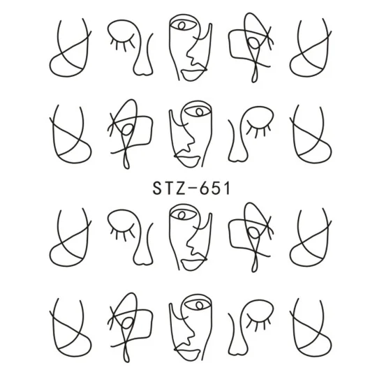 Полная красота 1 лист ногтей воды стикер DIY черный абстрактное изображение дизайн ногтей бумага украшения Маникюр стиль инструмент CHSTZ651-53 - Цвет: STZ651