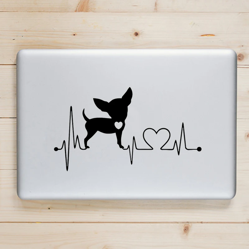 Для щенков чихуахуа, собак сердцебиение ноутбука Наклейка Стикеры для Macbook Pro Air retina 11 12 13 14 15 дюймов Mac книга кожи тетрадь