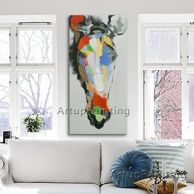 

Modern abstract oil paintings on canvas for pop art giraffe manual painting animals pop art household adornment picture 12