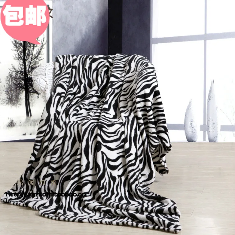 High quality coral fleece blanket zebra print towel autumn and winter