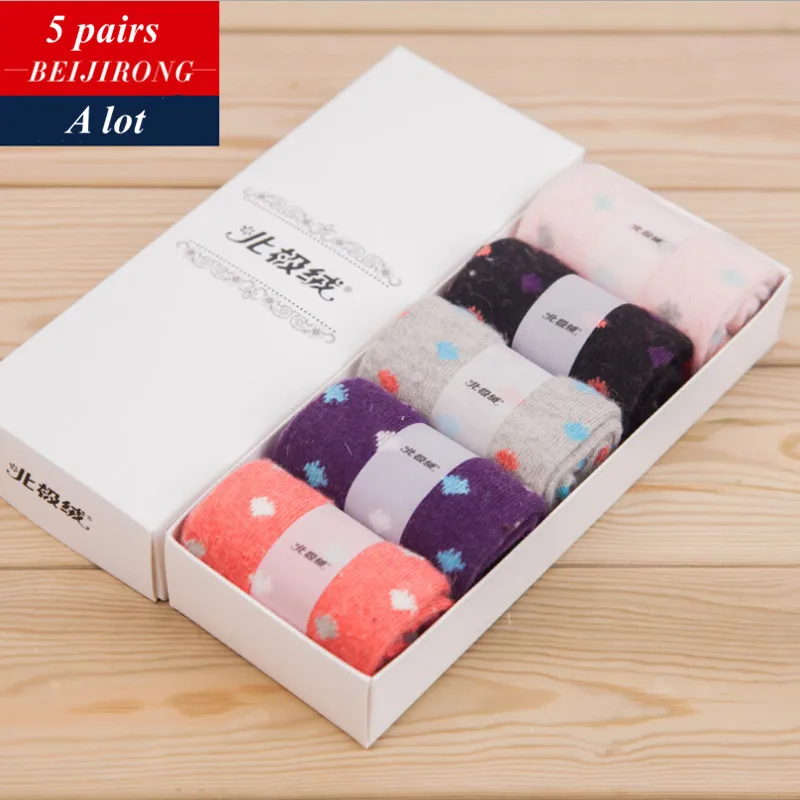 

2015 Autumn Winter Warm Thick Wool Women Socks Christmas Wool Socks Female Printing Solid Women Wool Socks Wholesale 5 Pairs/Lot