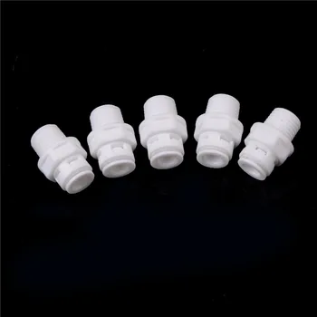 

White Connectors Valve Stems 5PCS 1/4" Push Fit Quick Connect to 1/4" BSP Thread Male Secure Convenient To Pure Water