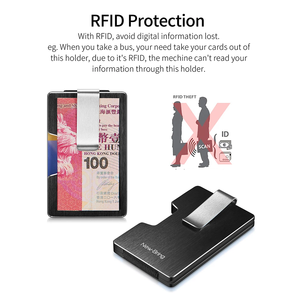 Кошелек NewBring Кредитная кожа металлический с RFID блокировкой интегрированный