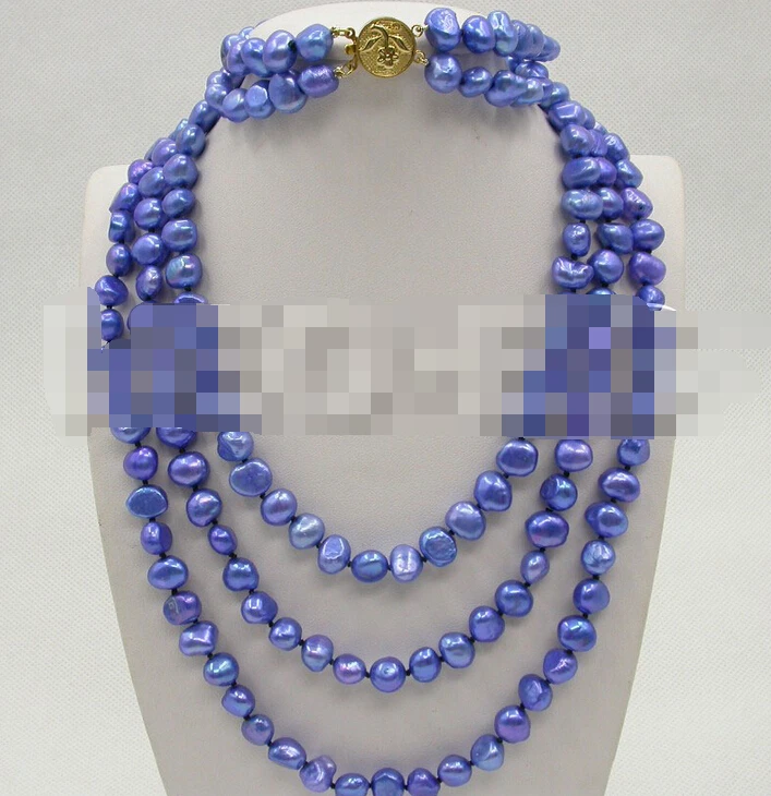 

-hot 12589 baroque blue pearls necklace 2row bracelet set new