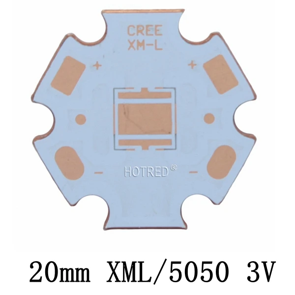 10 шт. 20 мм Cooper PCB Cree XPG XPG2 XPE XPE2 XML XML2 XHP50 XHP70 MKR 4 шт. 3535 светодиодный XPE XTE 6 в/12 В светодиодный радиатор 16 мм медная печатная плата - Испускаемый цвет: 20mm XML 5050 3V
