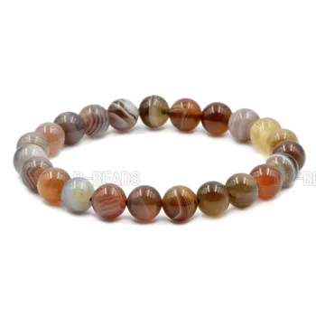 

Handmade 8mm Natural Botswana Agat-e Men's Women's Round AAA Gem stone Beads Stretchable Bracelet 7.5'' 5pcs/Pack