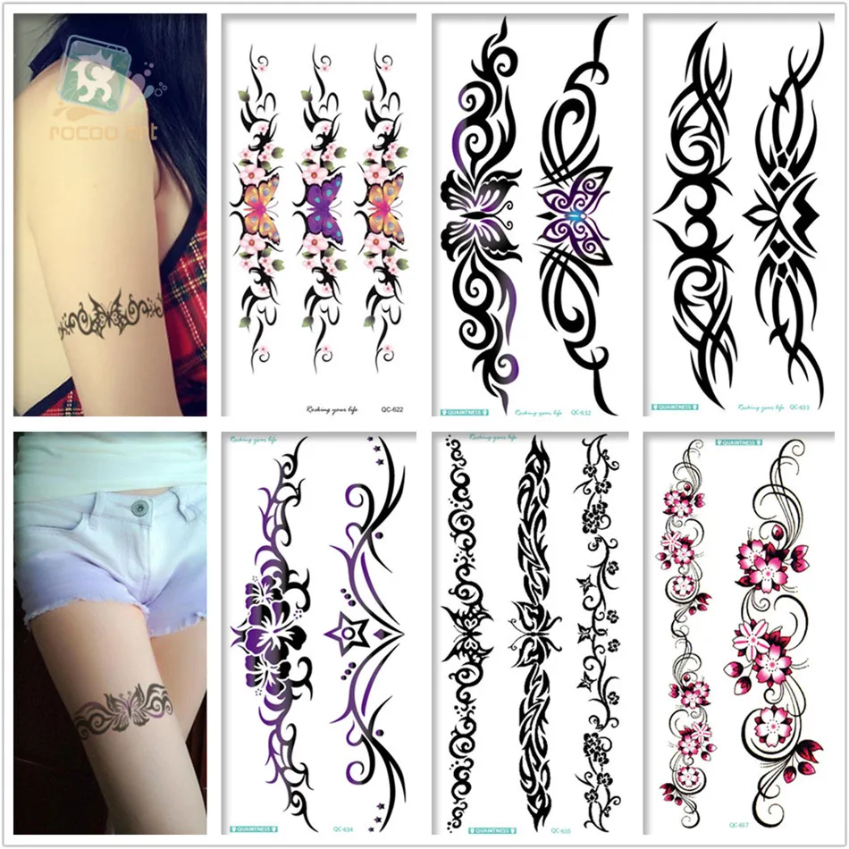 Tribal-Tattoos New-2016-Black-Butterfly-font-b-flower-b-font-font-b-tattoo-b-font-design-temporary