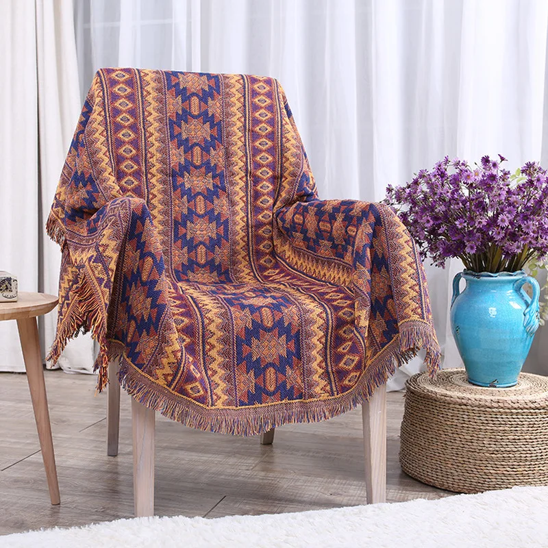 Ins Europe Geometric Thick Cotton Wall Blanket Travel Summer Beach