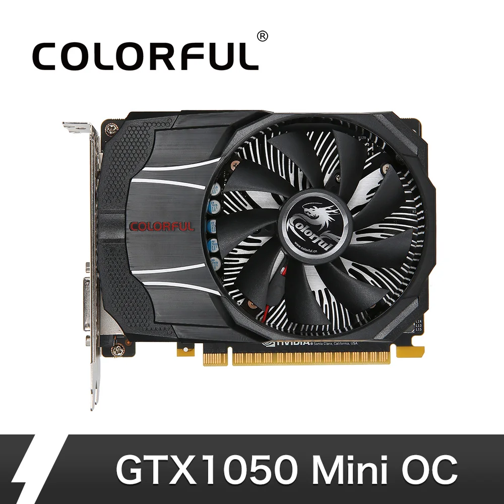 Цветная графическая карта NVIDIA GeForce GTX 1050 Mini OC 2G Boost 1455 МГц компьютерный графический