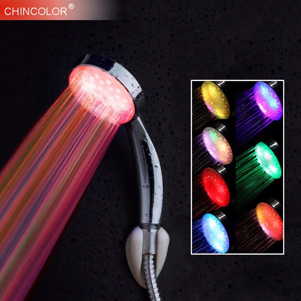 

7 Color Led Bath Shower Head For Baby Family No Need Battery Tourmaline SPA Anion Hand Held Filter ABS Health Long Lifespan DA