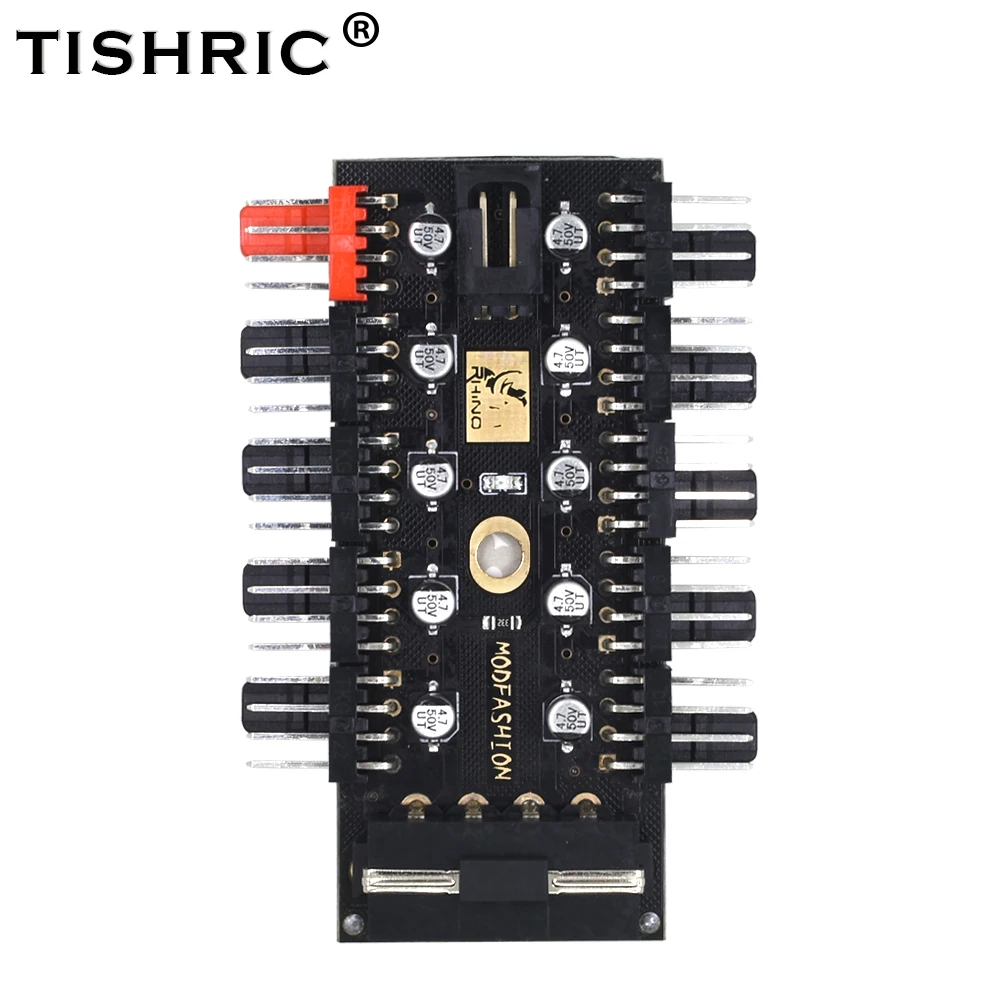 

TISHRIC 2018 Newest PC 1 to 10 4Pin Molex Cooler Cooling Fan Hub Splitter Cable PWM 12V Led Power Supply Adapter For Mining
