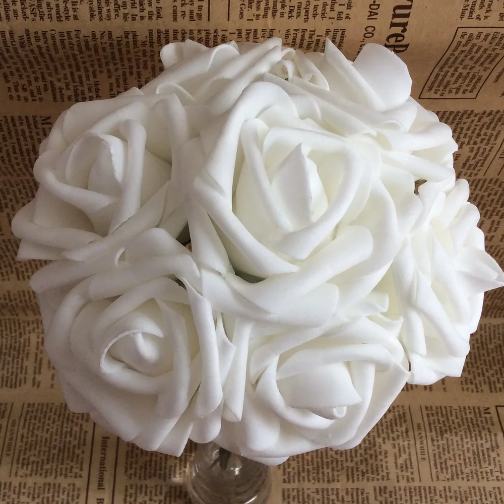 Compare Prices On White Flower Arrangements Online Ping 100 Heads White Wedding Flowers Whole Rose Artificial Foam For Bridal Bouquet Table Centerpiece
