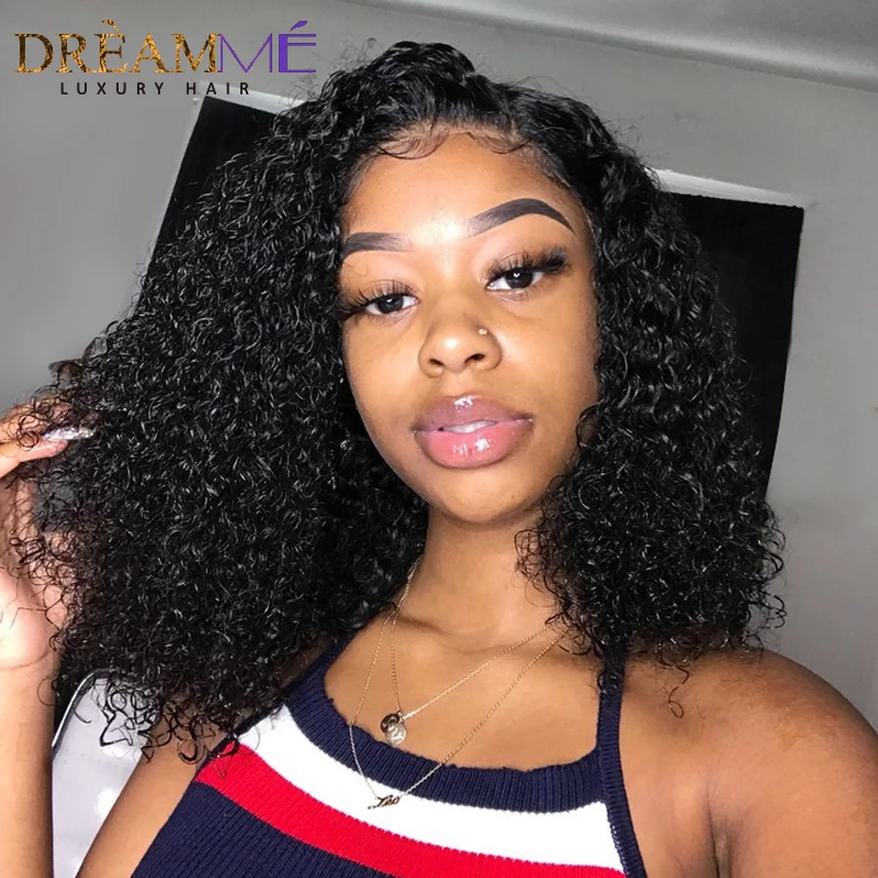 

13x6 Lace Front Human Hair Wigs With Baby Hair Pre Plucked Brazilian Curly Remy Hair Short Cut Bob Wigs For Black Woman Dream Me