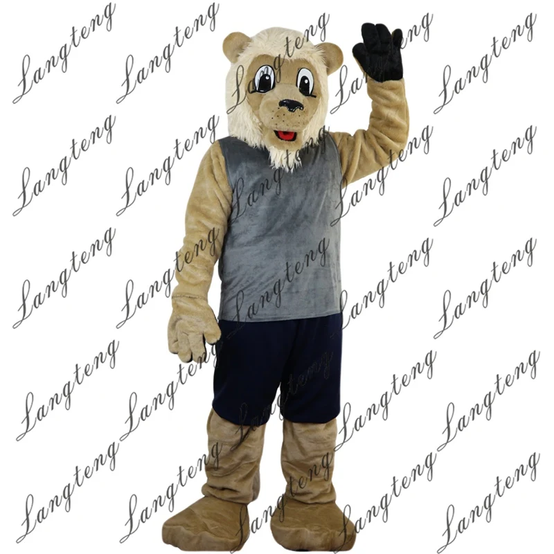 

Hot Sale Sport Beige Lion Mascot Costume Adult Size Halloween Outfit Fancy Dress Suit Free Shipping 2019New