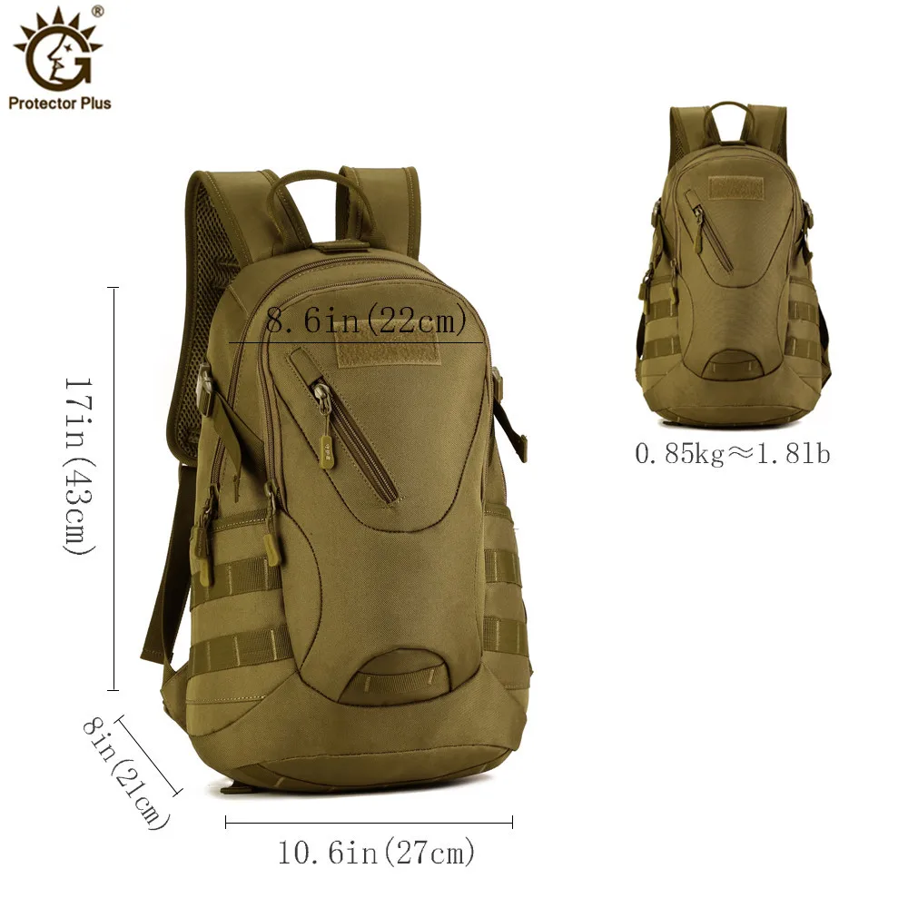 20L Rucksack Student Bag Military Army Outdoor Radfahren Travel Pack Braun 