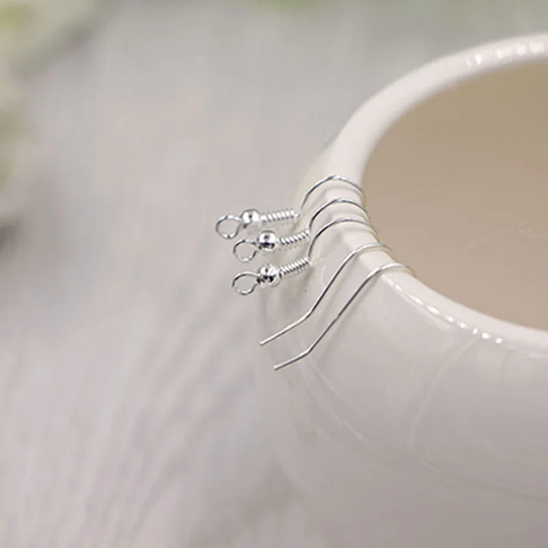 

silver plated Earring Hook loop beads spacer spring clip Ball Coil studs Hanging Dangle Charm craft jewelry making findings
