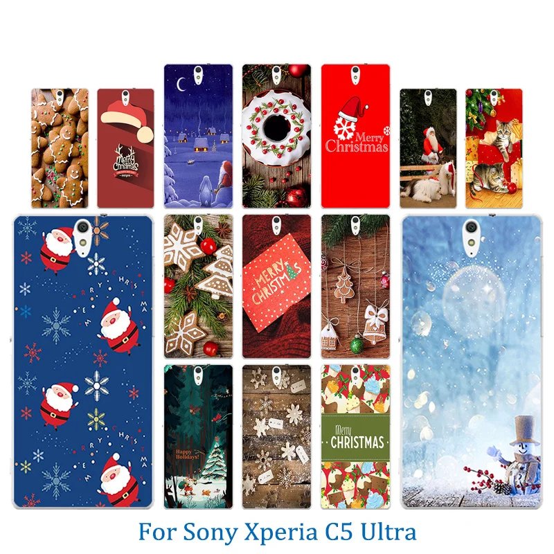 Мягкий силиконовый чехол-накладка для Sony Xperia C5 Ultra/Dual E5553 E5506 E5533 Coque Merry X'MAS Pattern Case