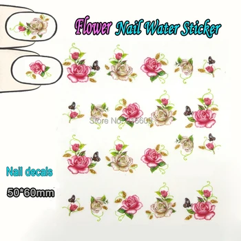 

Nail Art 22Sheets/Lot 11 Designs Gold Flower Water Nail Sticker 3D Glitter Powder Nail Water Transfer Decals BJC122-132