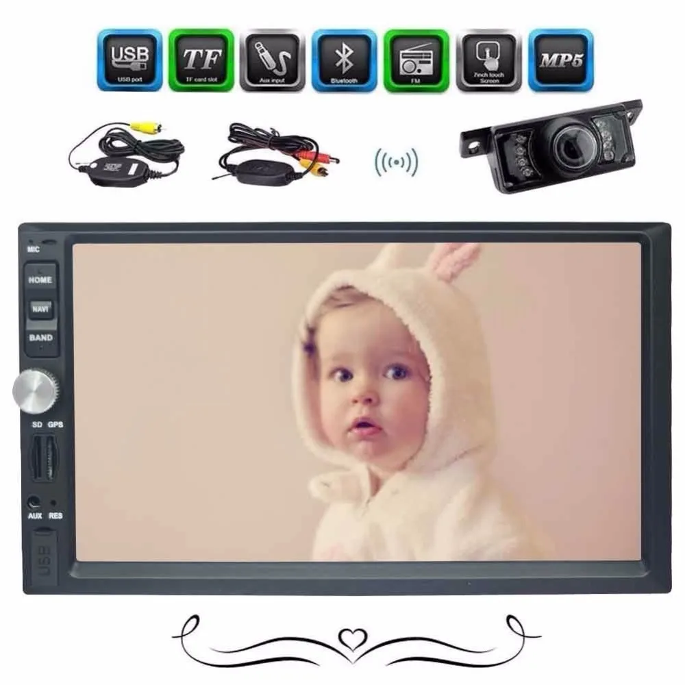 

Eincar 7 " HD Screen Bluetooth Double 2Din In Dash MP5 Play Car Stereo Head Unit GPS Navigation Multimedia Player Radio Camera