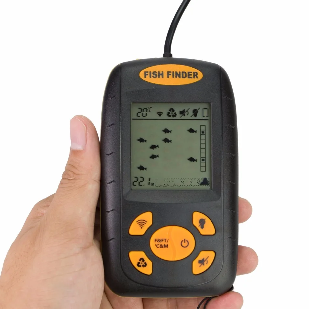 Portable Sonar Fish Finder Depth Underwater Fishing Camera Alarm Transducer Fishfinder 100m Temperature