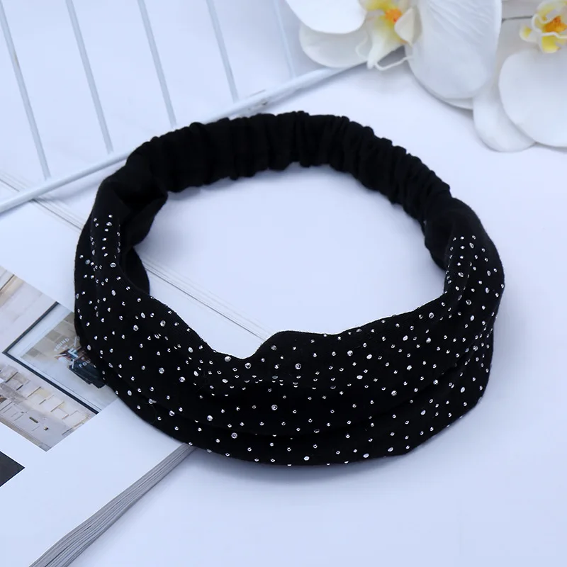 

Haimeikang Rhinestones Headband Fashion Elastic Flat Stretch Headbands for Girls Handmade Hair Band Head Accessories For Women