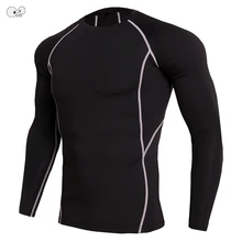 Быстросохнущая компрессионная футболка с длинным рукавом Фитнес Бег Велоспорт одежда Бодибилдинг ММА облегающая одежда для верхней части тела Спортивная эластичная
