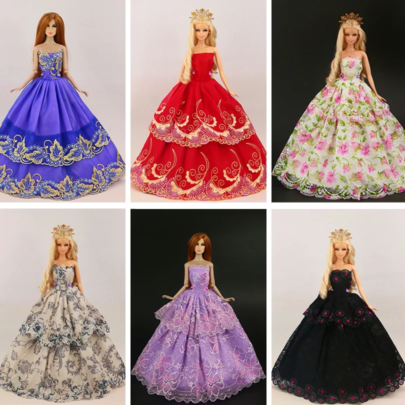 

15 Pcs/lot (dress+shoes+hangers) Newest Doll Dress Beautiful Party Clothes Top Fashion Dress For Barbie Doll Kids Christmas Gift