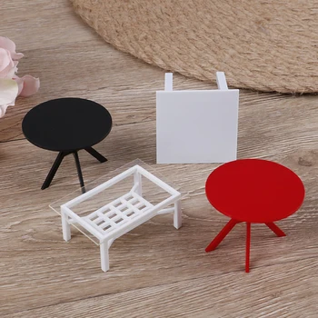 

Miniature 1/12 Dollhouse Furniture Wave-Edged Coffe/End Table Living Room Decoration Kids Gift