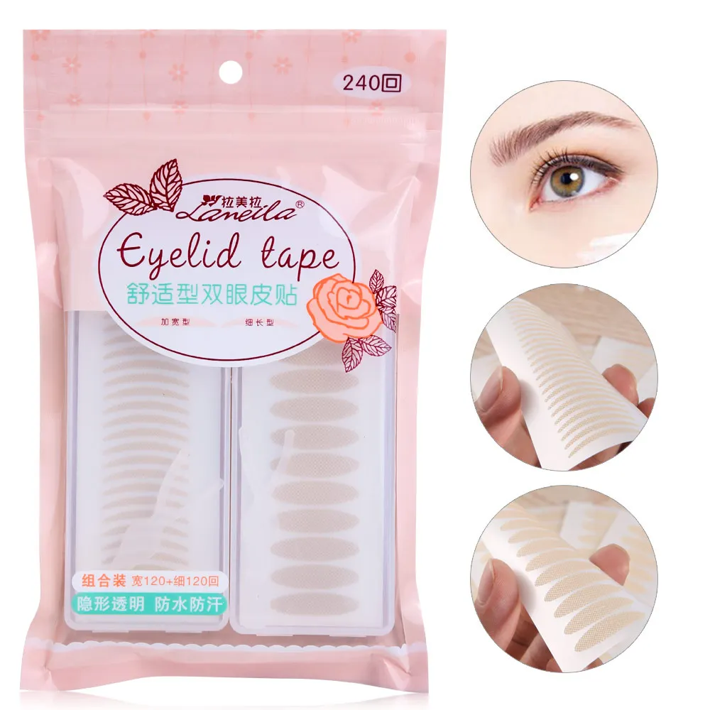 LAMEILA 240Pairs Double Eyelid Tape Clear Eye Stickers Invisible Double Eyelid Tape Big Eyes Eyelid Tools