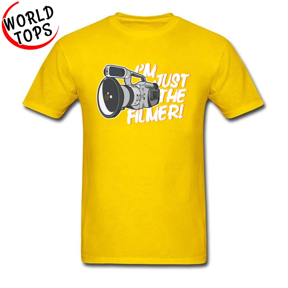 Crew Neck Im Just The Filmer Pure Cotton Men T Shirt Casual Short Sleeve Tops T Shirt Special Simple Style Tops Shirt Im Just The Filmer yellow