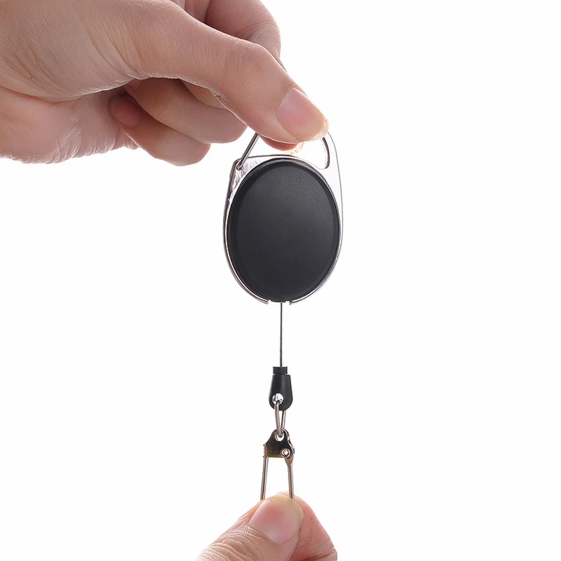 Мини открытый инструмент выдвижной брелок черный анти-потери брелок для ключей удерживающее кольцо Pull клип брелок Открытый брелок для ключей