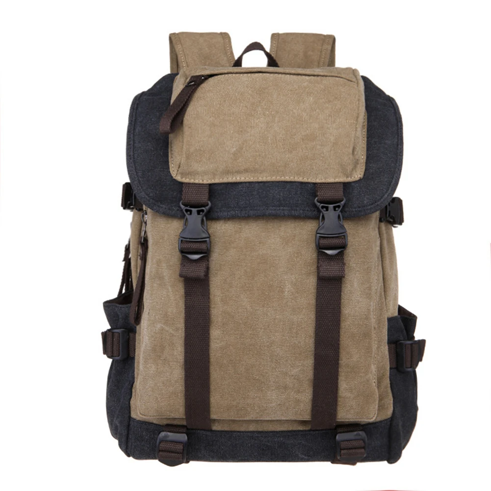 

Men Canvas Backpack Preppy Style Computer Shoulder Bag For Student Multifunction Vintage Travel Knapsack