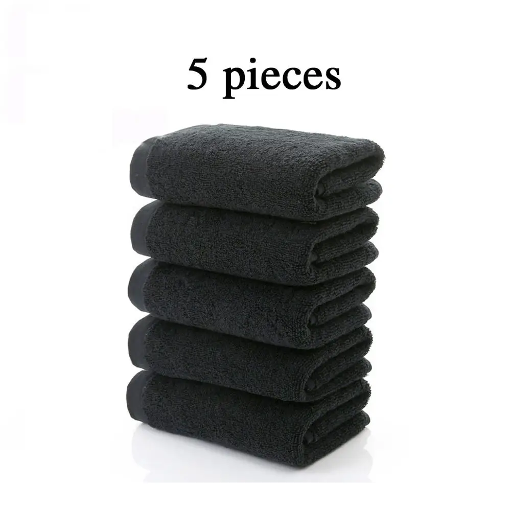

5 pieces 100% Cotton Black Face Towel No Fading Bath Towels Large Men's Beach Towel for Hotel Corporate Gift Drop Ship Available