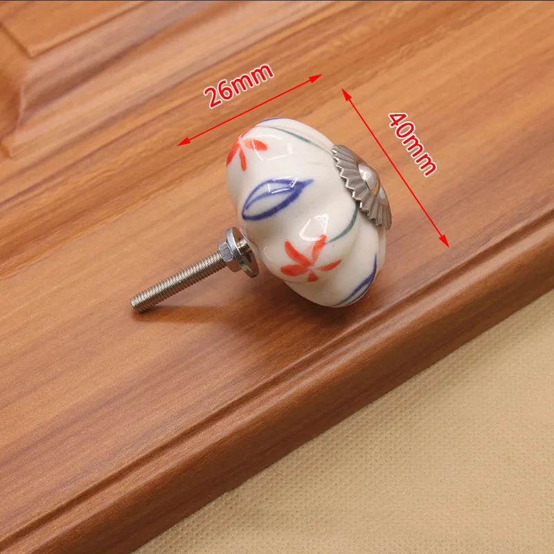 KAK 40mm Hand-painted Ceramic Drawer Knobs Porcelain Rural Cabinet Knob Cupboard Handles Mediterranean Furniture Handle Hardware - Цвет: 1976 Grass