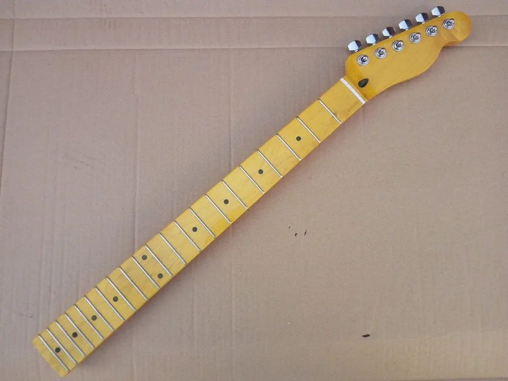 

Electric Guitar Neck yellow Maple 21 Fret for TELE style and tuners parts