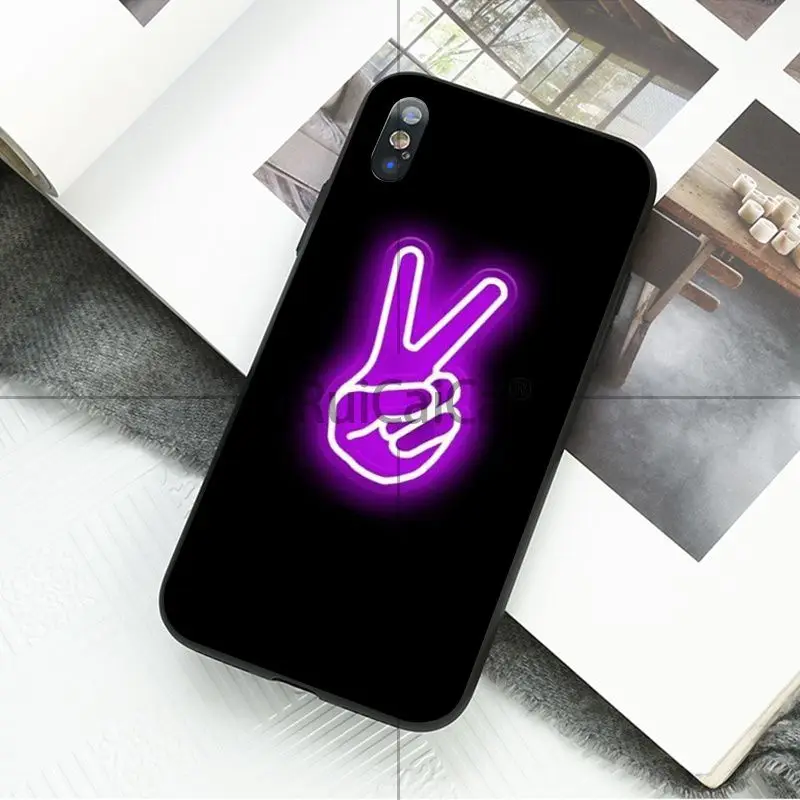 Ruicaica черный фон флуоресцентный узор неоновый силиконовый чехол для телефона для Apple iPhone 8 7 6 6S Plus X XS MAX 5 5S SE XR