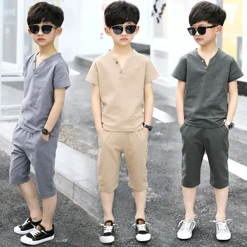 

Boy short sleeve suit sportswear big boy two sets of children's clothing 4-10-12-15 year 9567