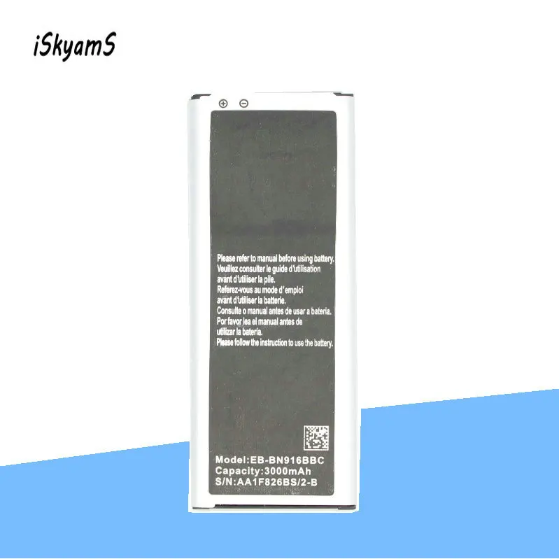 ISkyamS 1x3000 mAh EB-BN916BBC аккумулятор для samsung Galaxy Note 4 Neo N9100 N9108V N9109V N9106W NOTE4 Neo батареи