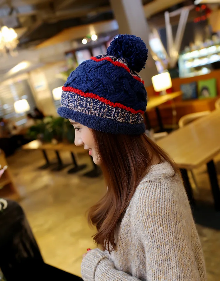 Новые плюс толстый бархат тёплая осенне-зимняя обувь шерсть шляпа моды в Корейском стиле вязаная шапка Трикотажные шапки для женщин