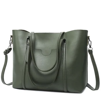 

Kajie 2019 Women Handbags Big Pu Leather High Quality Female Bag Designer Simple Style Crossbody Bags Elegant Green Tote